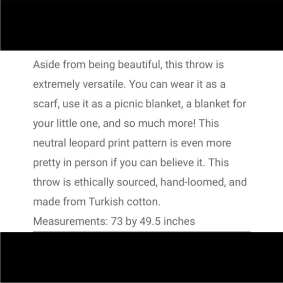 Jillian Harris x One Wednesday Leopard Print 100% Cotton Wrap Throw Blanket - Picture 7 of 7